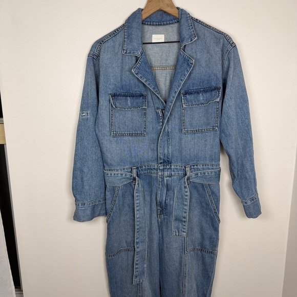 Jonathan Simkhai Beck Denim Jumpsuit Women's Size 6 Casual Belt Revolve Utility - Picture 2 of 9